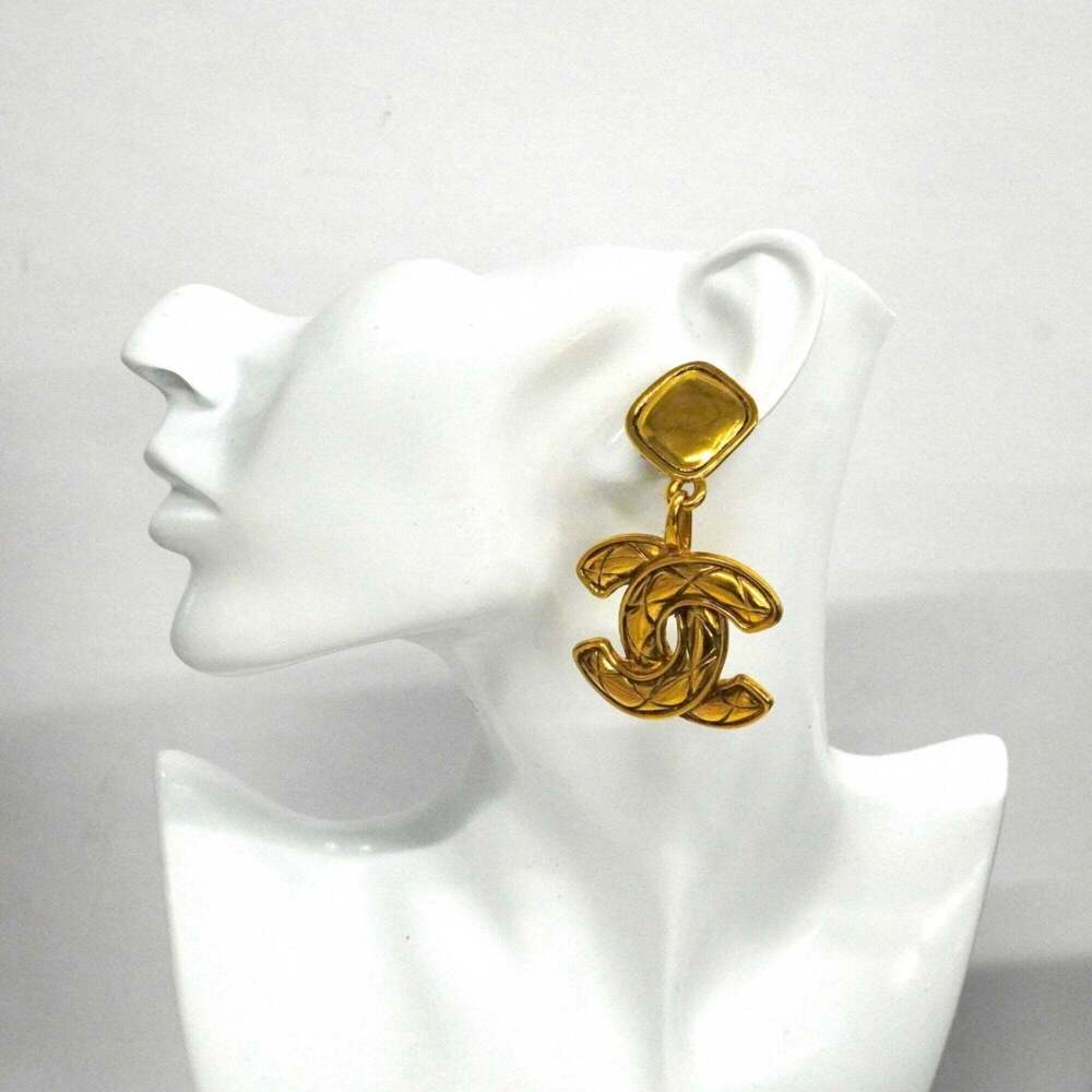 CHANEL Gold Logo Earrings - Picture 5 of 9